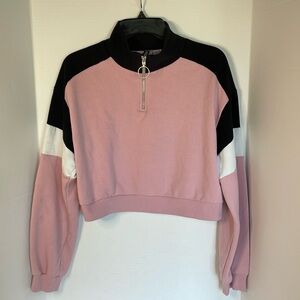 Divided by H & M pink cropped  quarter zip sweatshirt ladies size M